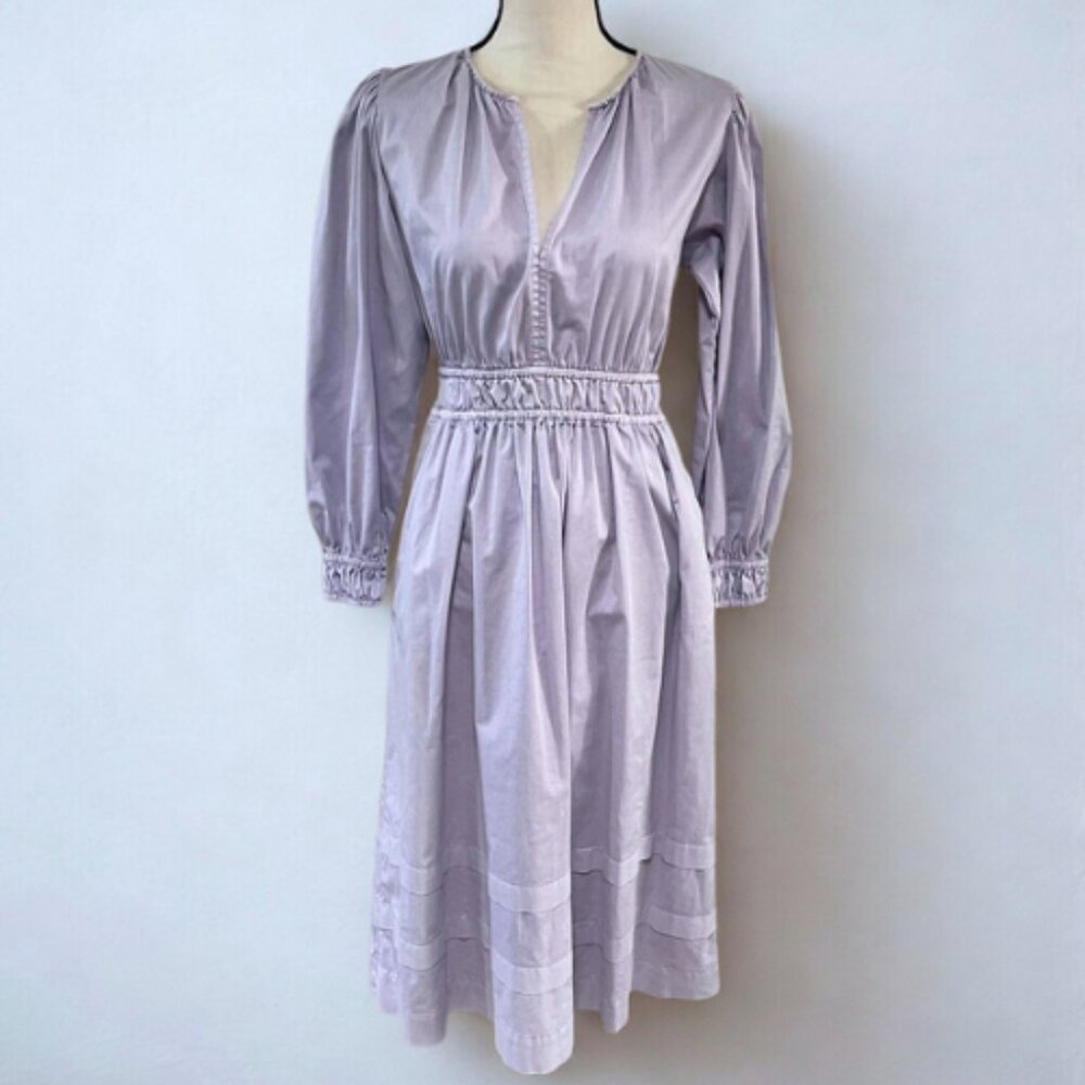 J.Crew Re-Imagined Feminine Structured Midi Dress XS - Lavender 3/4 Sleeve - EUC